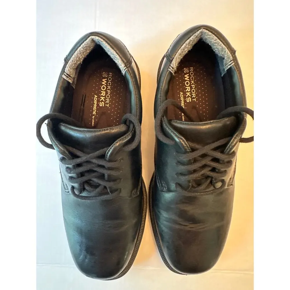 Rockport Works WorkUp Black Leather Slip Resistant Oxfords Shoes Mens Size 9M